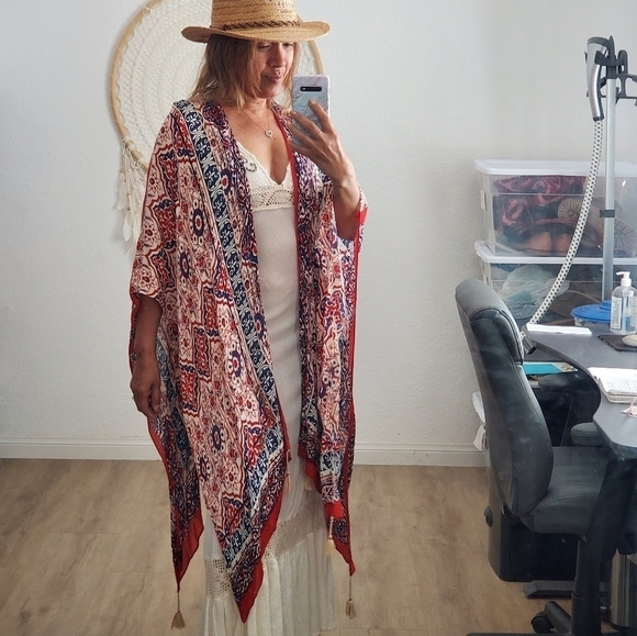 ASOS Bohemian Sequin Tassel Kimono - Picture 2 of 10